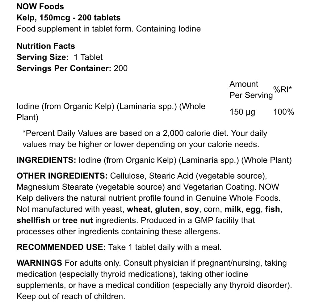 NOW FOODS - KELP - 150MCG - 200PCS