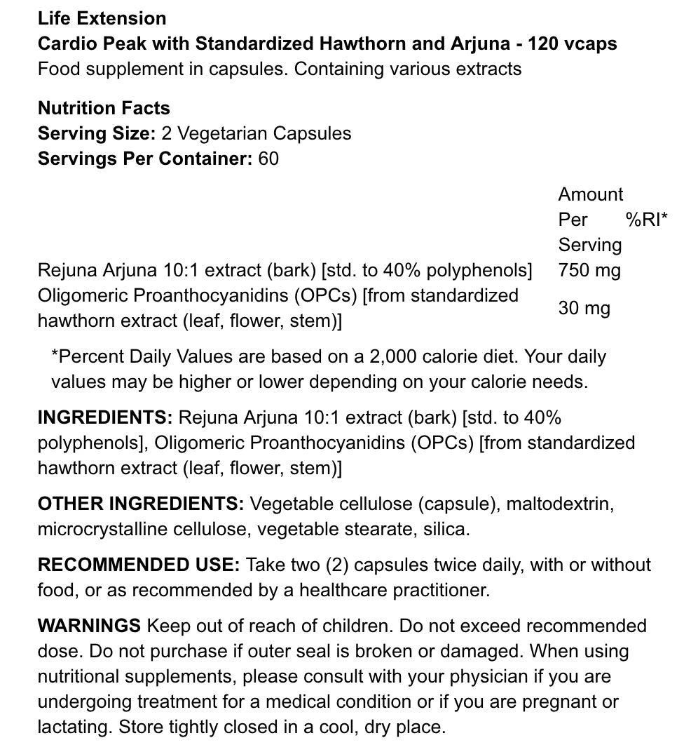 LIFE EXTENSION - CARDIO PEAK - 120 PCS