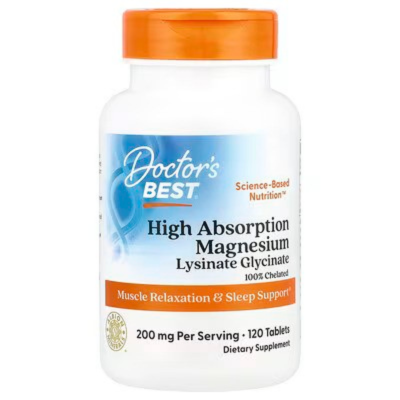 DOCTOR'S BEST - MAGNESIUM LYSINAATTI GLYSINAATTI - 200MG - 120KPL
