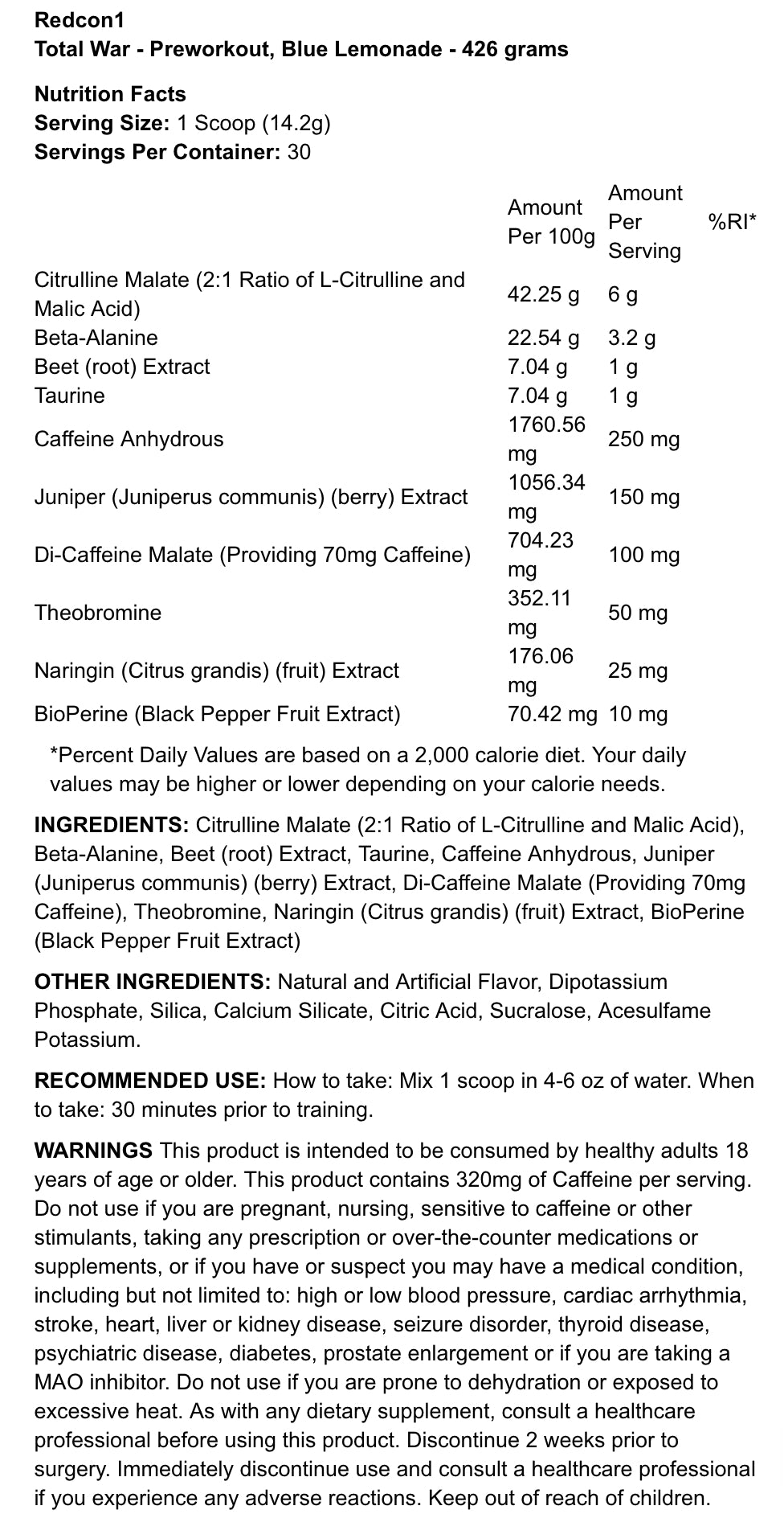 REDCON1 - TOTAL WAR - RECHARGE DRINK POWDER - 420 / 441G