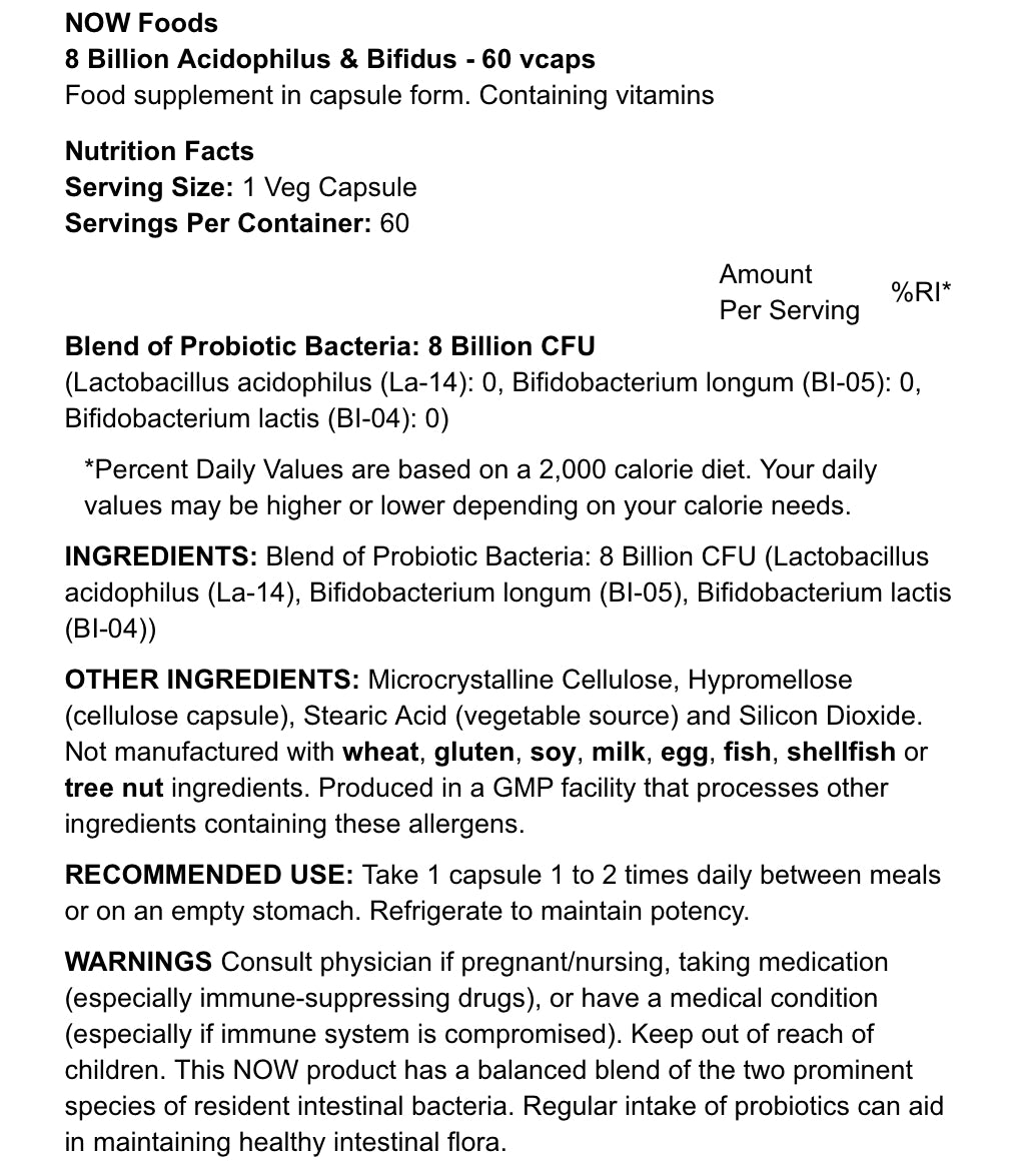 NOW FOODS - SUPER STRONG LACTIC ACID BACTERIA MIXTURE - 60PCS