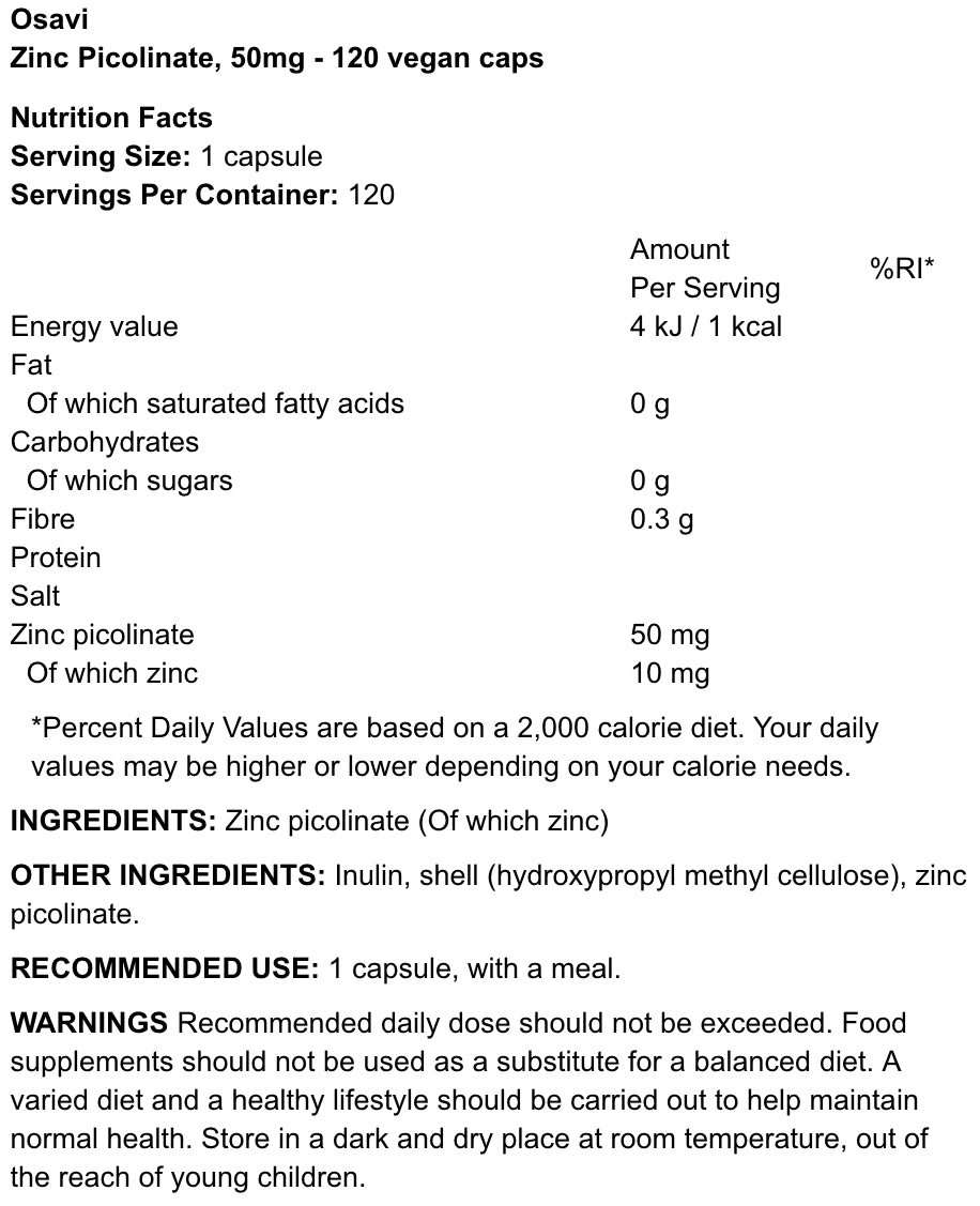 OSAVI - ZINC PICOLINATE - ZINC - 50MG - 120PCS