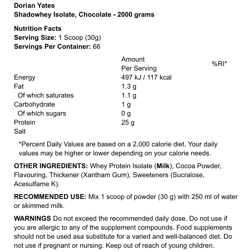 DY NUTRITION - SHADOWHEY ISOLATE - WHEY PROTEIN ISOLATE - 2000G