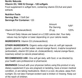 NORDIC NATURALS - VITAMIN D3 - D-VITAMIINI - 1000IU - 120KPL