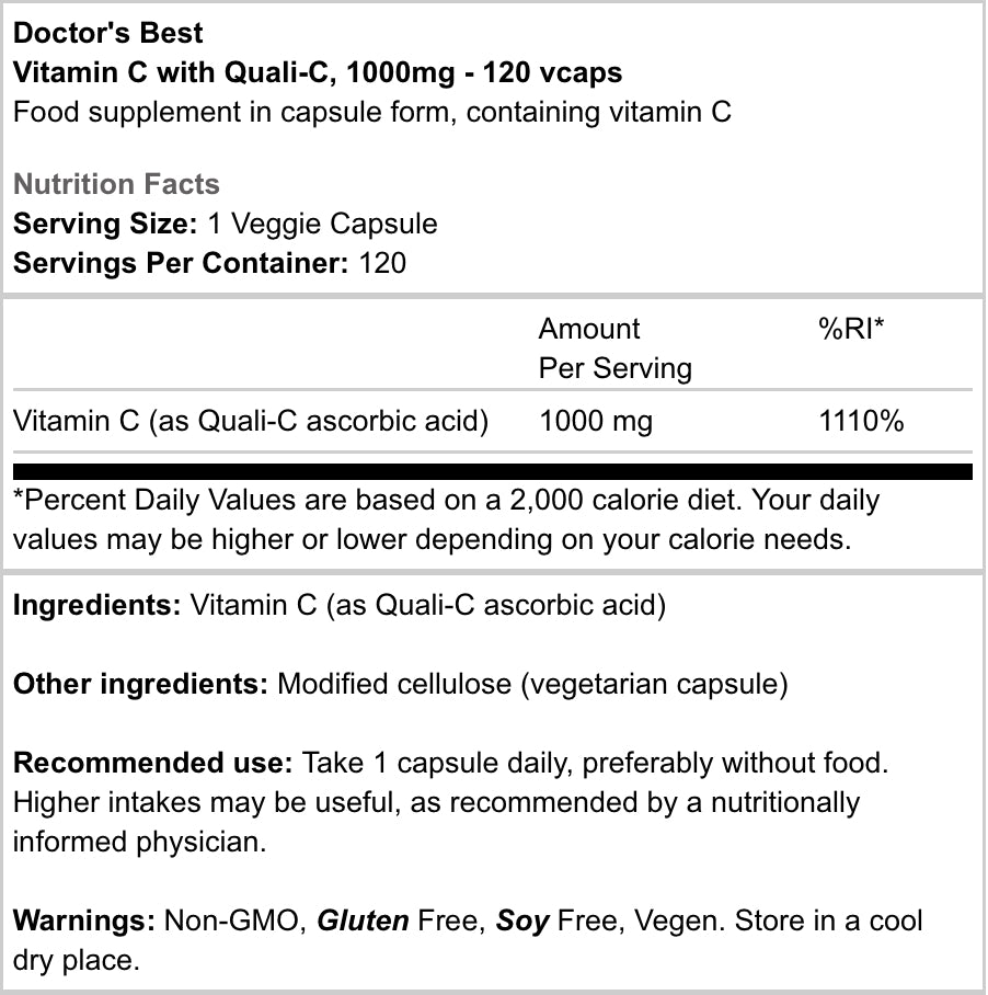 DOCTOR'S BEST - VITAMIN C - 1000MG - 120KPL