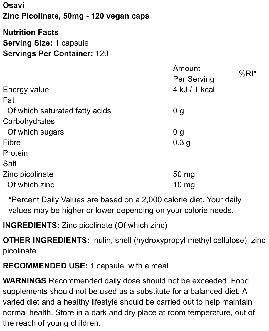 OSAVI - ZINC PICOLINATE - SINKKI - 50MG - 120KPL