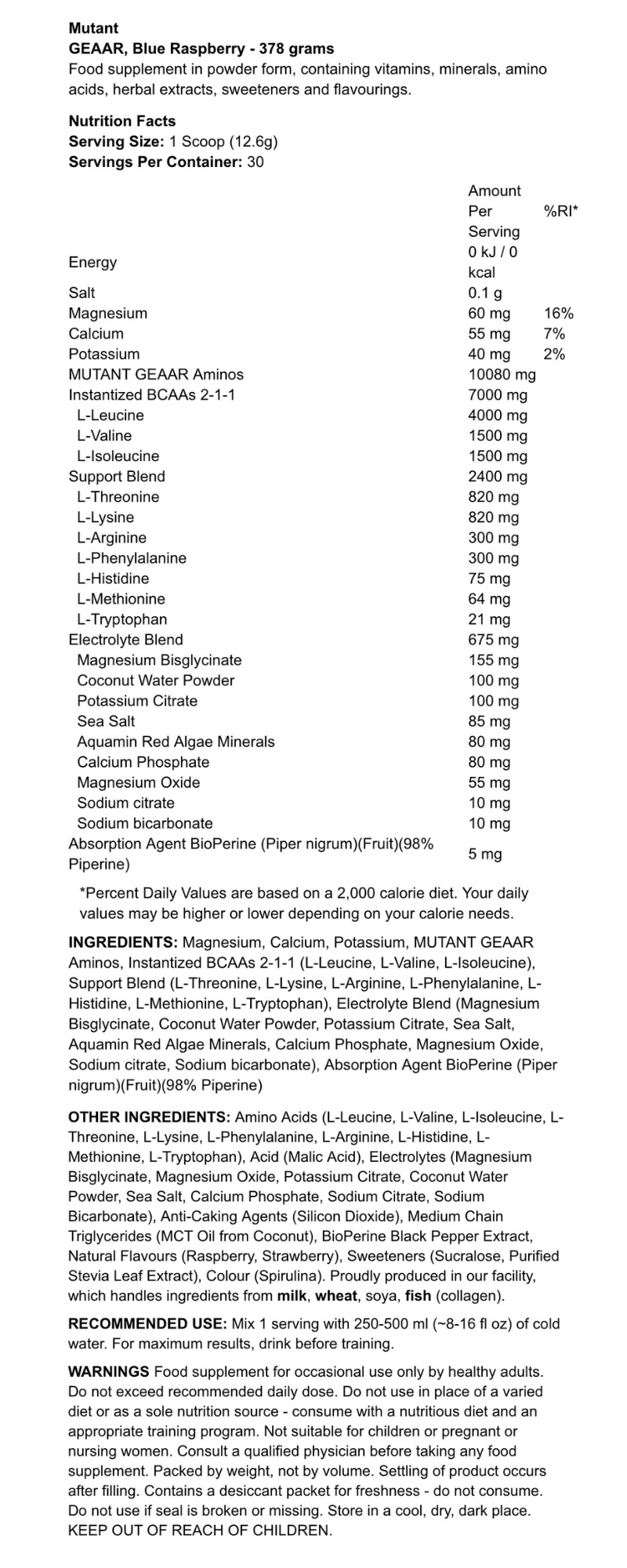 MUTANT - GEAAR - AMINOHAPPOSEKOITUS - 378G