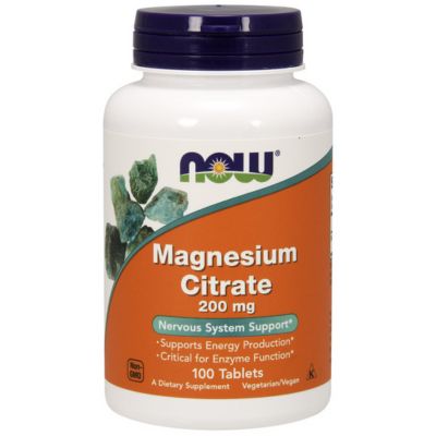 NOW FOODS - MAGNESIUM SITRAATTI - 200MG - 100KPL